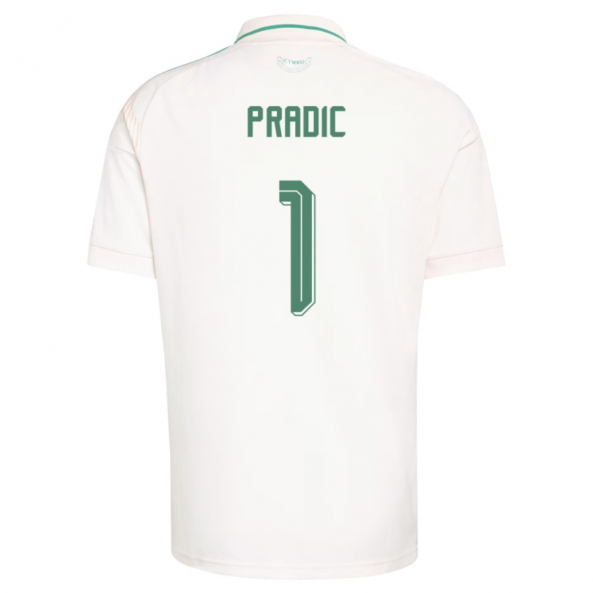 גברים ויילס ג'יימס פראדיץ' #1 לבן חום ירוק הרחק ג'רזי 26-28 חולצה קצרה