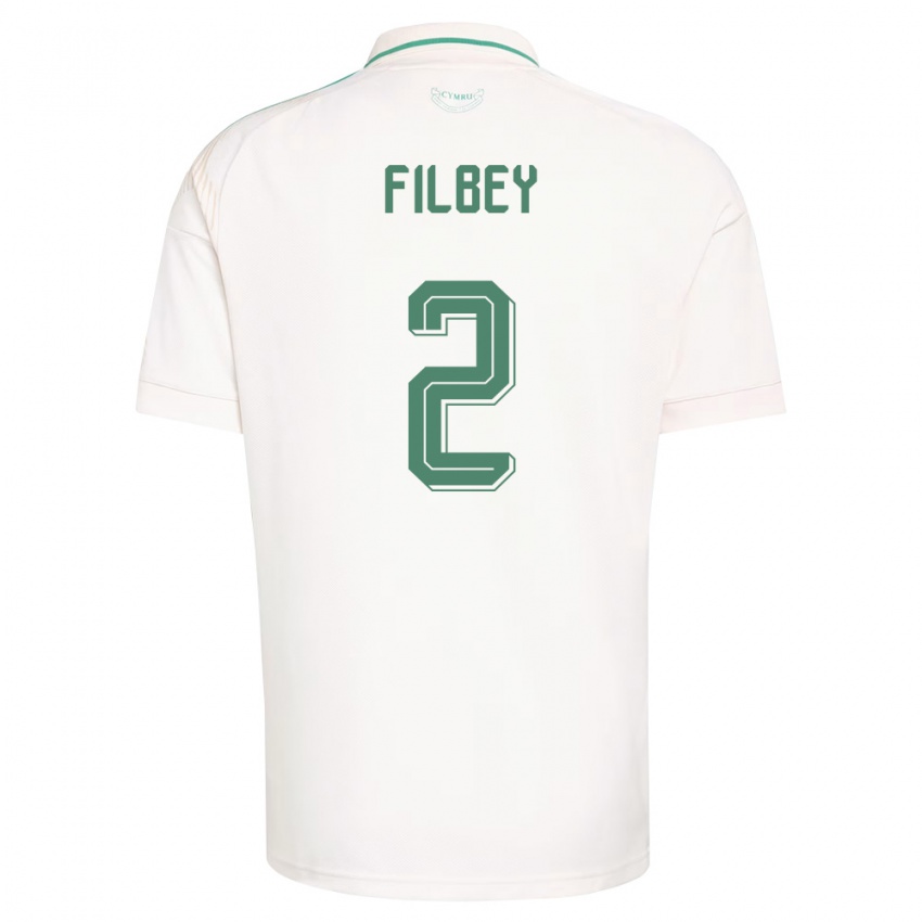 גברים ויילס אנה פילבי #2 לבן חום ירוק הרחק ג'רזי 26-28 חולצה קצרה