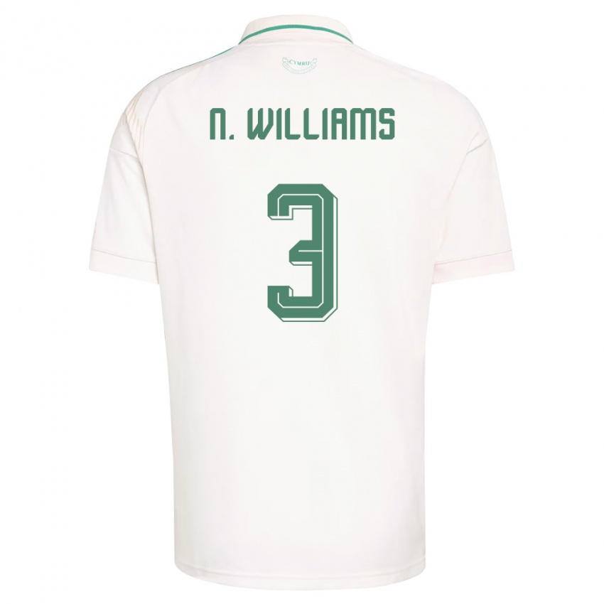 גברים ויילס נקו וויליאמס #3 לבן חום ירוק הרחק ג'רזי 26-28 חולצה קצרה