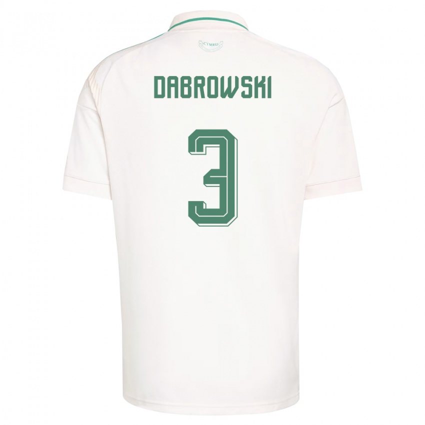 גברים ויילס סבסטיאן דאברובסקי #3 לבן חום ירוק הרחק ג'רזי 26-28 חולצה קצרה