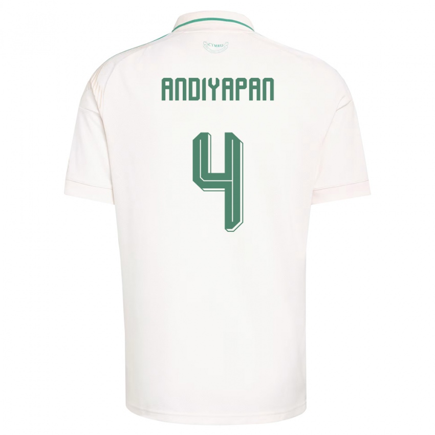 גברים ויילס וויליאם אנדיאפאן #4 לבן חום ירוק הרחק ג'רזי 26-28 חולצה קצרה