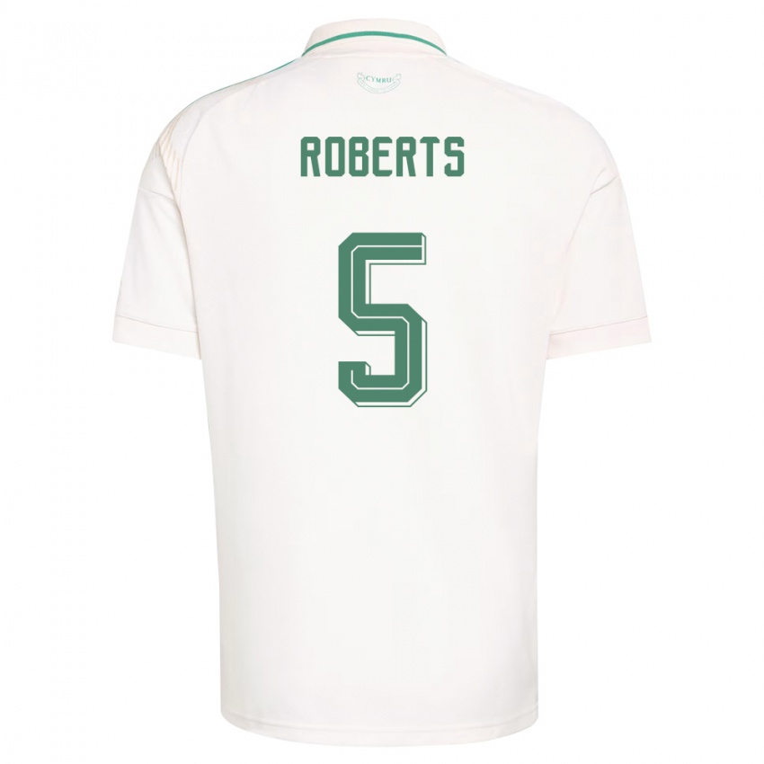 גברים ויילס ריאנון רוברטס #5 לבן חום ירוק הרחק ג'רזי 26-28 חולצה קצרה