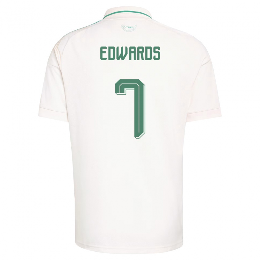 גברים ויילס Oliver Edwards #7 לבן חום ירוק הרחק ג'רזי 26-28 חולצה קצרה