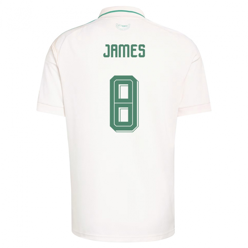 גברים ויילס אנגראד ג'יימס #8 לבן חום ירוק הרחק ג'רזי 26-28 חולצה קצרה