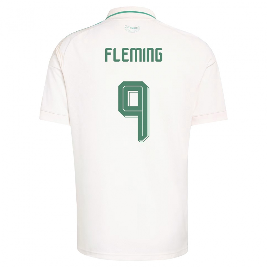 גברים ויילס קול פלמינג #9 לבן חום ירוק הרחק ג'רזי 26-28 חולצה קצרה