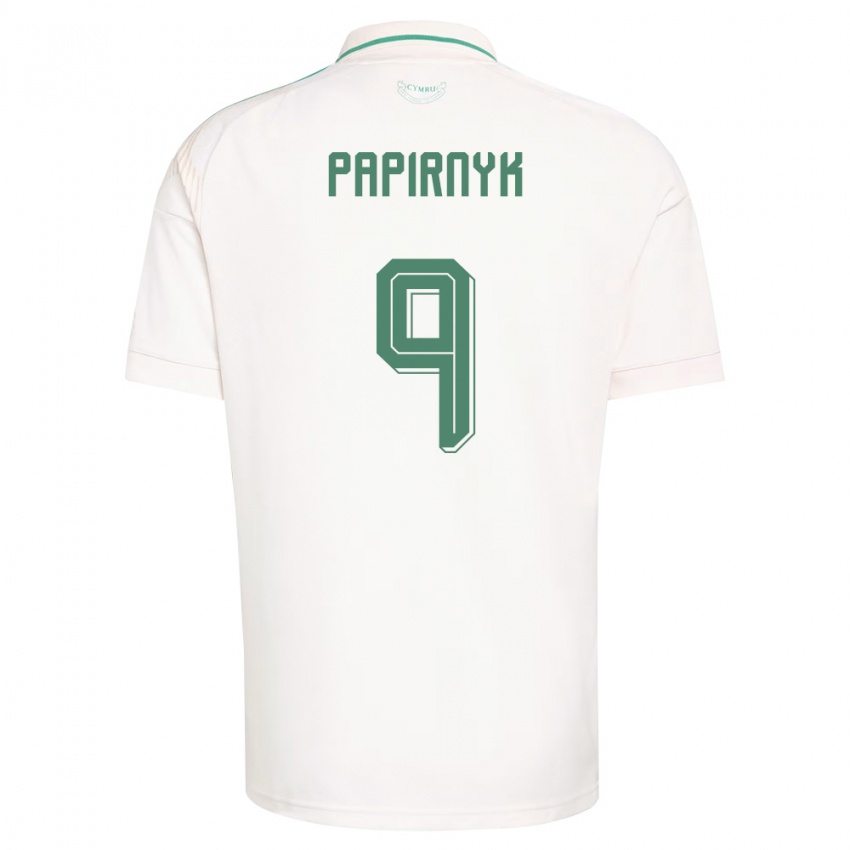 גברים ויילס Leo Papirnyk #9 לבן חום ירוק הרחק ג'רזי 26-28 חולצה קצרה