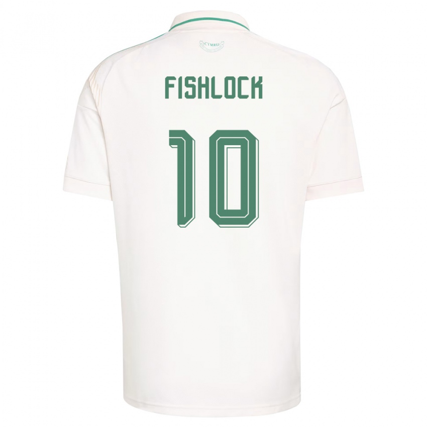 גברים ויילס ג'ס פישלוק #10 לבן חום ירוק הרחק ג'רזי 26-28 חולצה קצרה