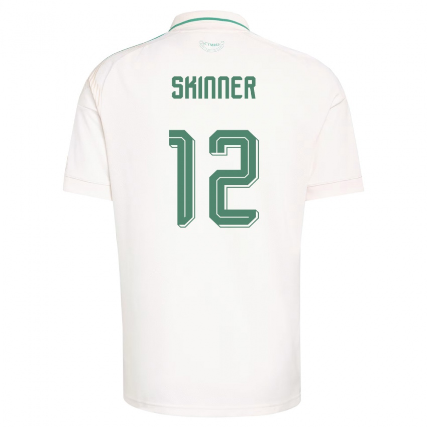 גברים ויילס קלייר סקינר #12 לבן חום ירוק הרחק ג'רזי 26-28 חולצה קצרה