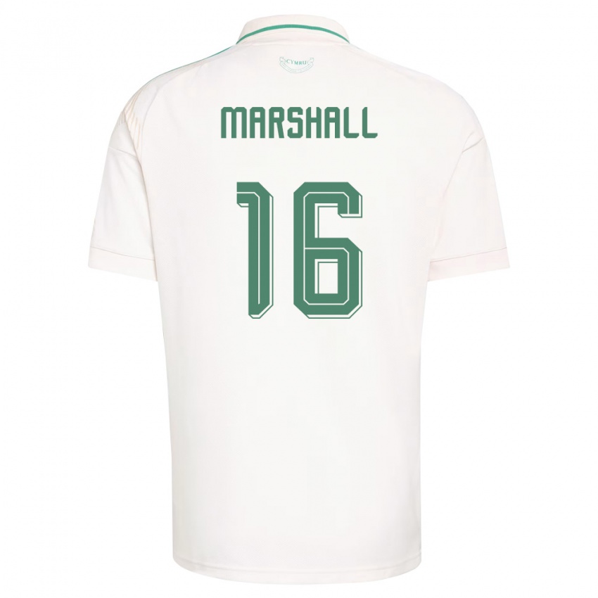 גברים ויילס Theo Marshall #16 לבן חום ירוק הרחק ג'רזי 26-28 חולצה קצרה