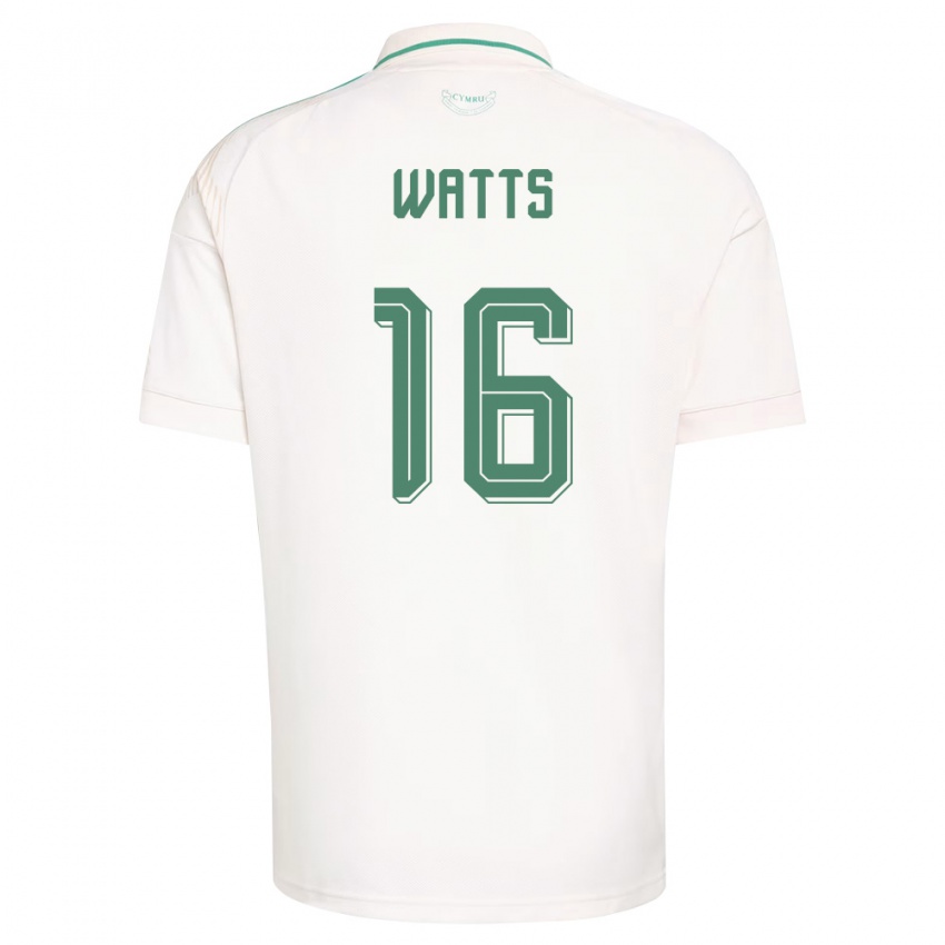 גברים ויילס דניאל ווטס #16 לבן חום ירוק הרחק ג'רזי 26-28 חולצה קצרה