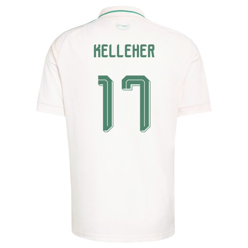 גברים ויילס Leo Kelleher #17 לבן חום ירוק הרחק ג'רזי 26-28 חולצה קצרה