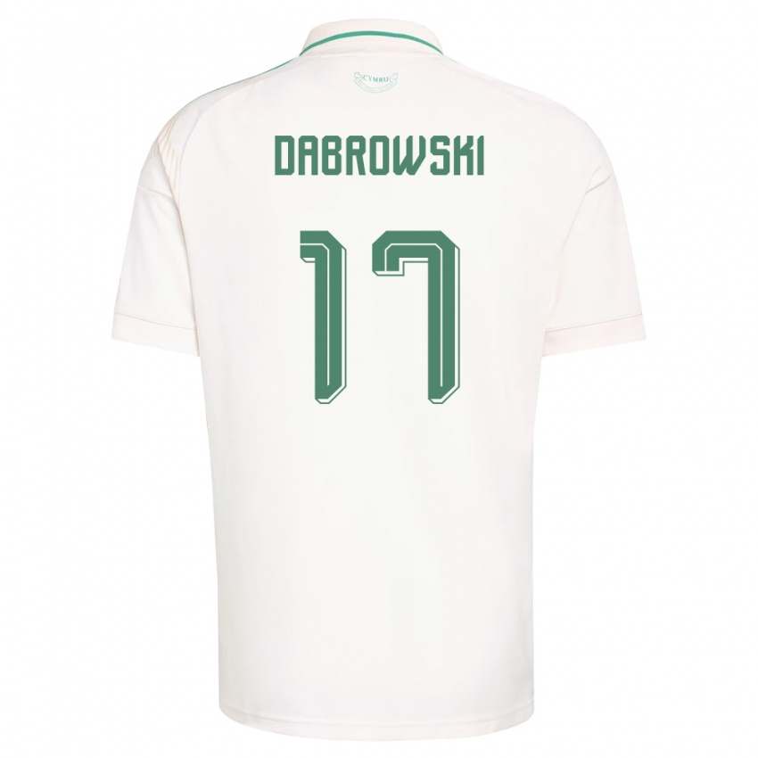 גברים ויילס Damian Dabrowski #17 לבן חום ירוק הרחק ג'רזי 26-28 חולצה קצרה