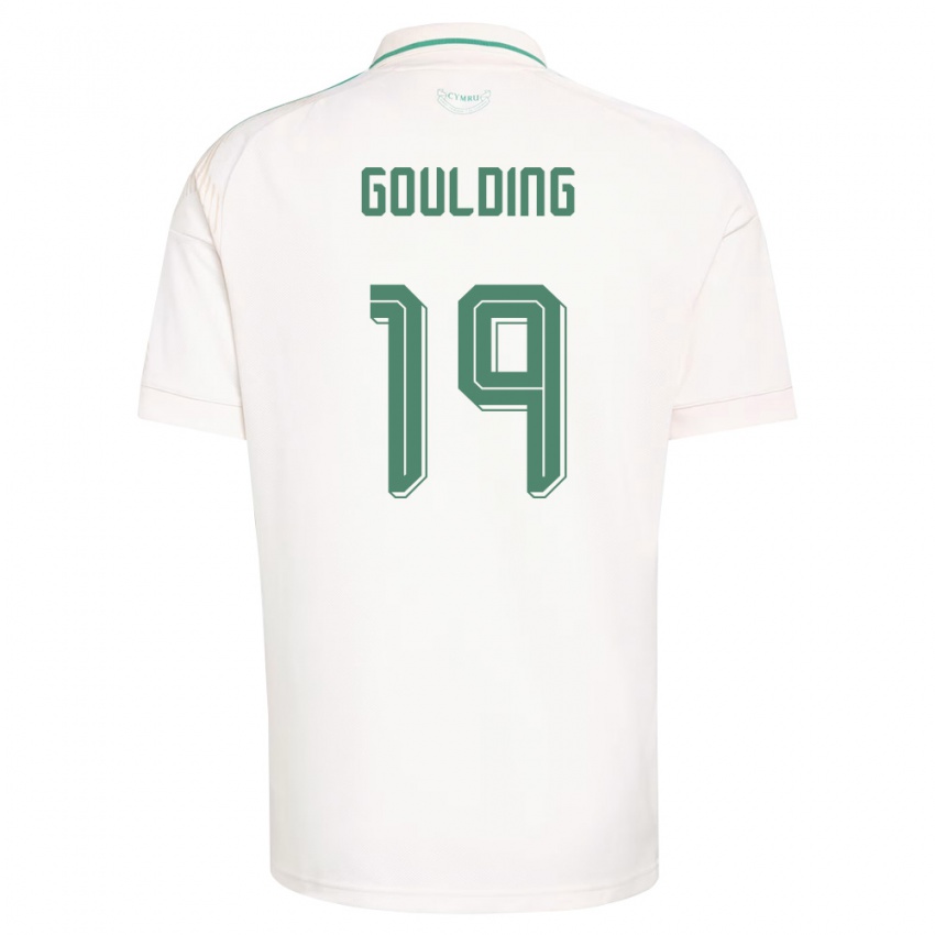 גברים ויילס Dan Goulding #19 לבן חום ירוק הרחק ג'רזי 26-28 חולצה קצרה