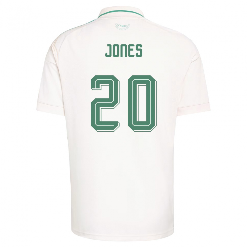 גברים ויילס קארי ג'ונס #20 לבן חום ירוק הרחק ג'רזי 26-28 חולצה קצרה