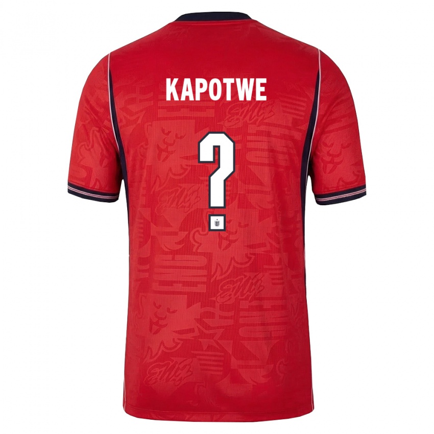 גברים אנגליה Chase Kapotwe #0 אדום כהה לבן הרחק ג'רזי 26-28 חולצה קצרה