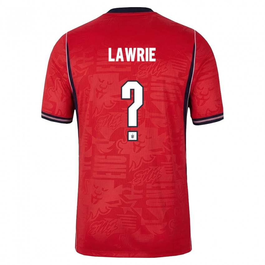 גברים אנגליה Freddie Lawrie #0 אדום כהה לבן הרחק ג'רזי 26-28 חולצה קצרה