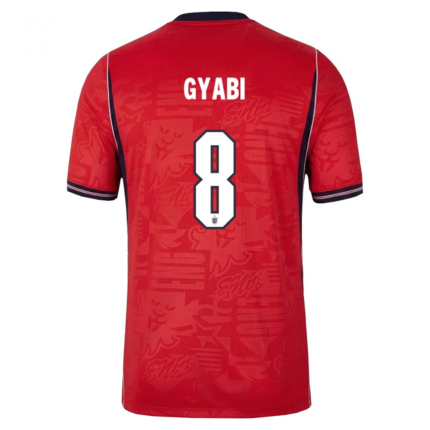 גברים אנגליה Darko Gyabi #8 אדום כהה לבן הרחק ג'רזי 26-28 חולצה קצרה