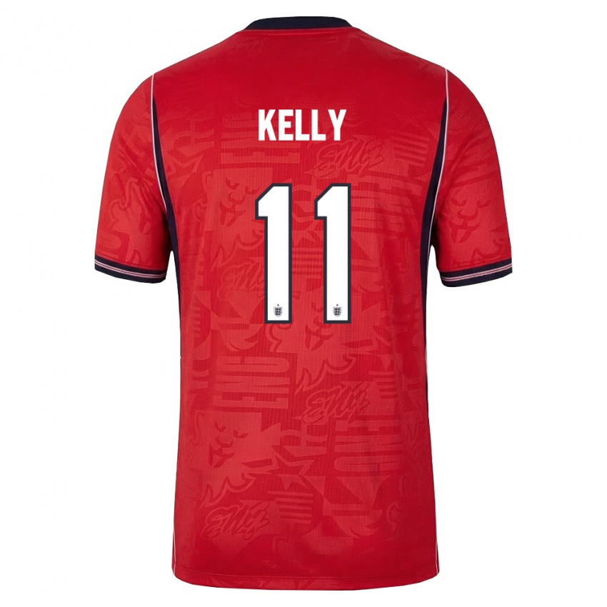 גברים אנגליה קלואי קלי #11 אדום כהה לבן הרחק ג'רזי 26-28 חולצה קצרה