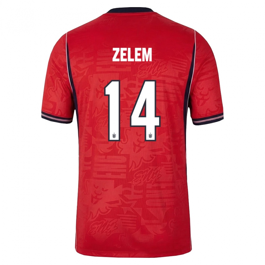 גברים אנגליה קייטי זלם #14 אדום כהה לבן הרחק ג'רזי 26-28 חולצה קצרה