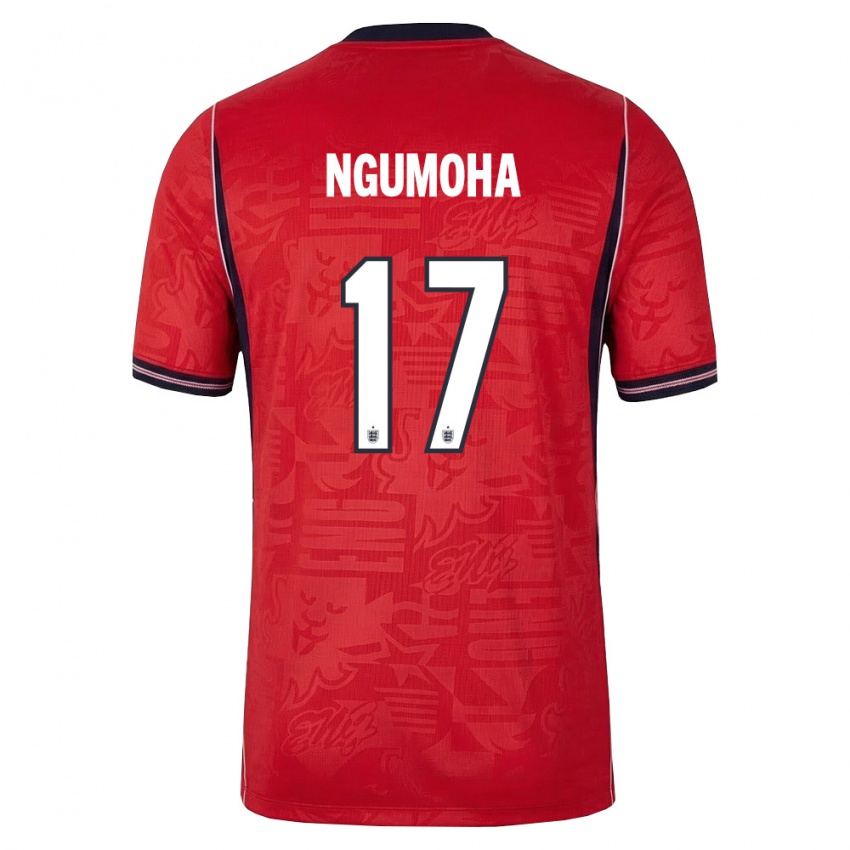 גברים אנגליה Rio Ngumoha #17 אדום כהה לבן הרחק ג'רזי 26-28 חולצה קצרה