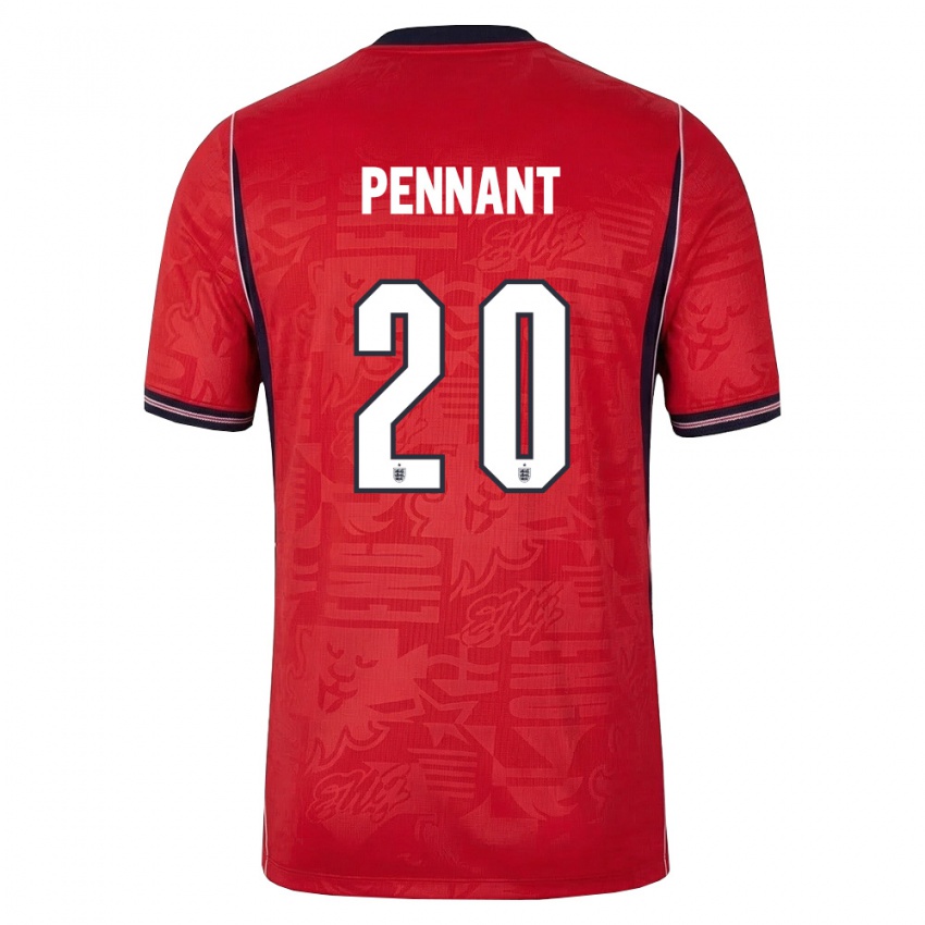 גברים אנגליה קיאן פננט #20 אדום כהה לבן הרחק ג'רזי 26-28 חולצה קצרה