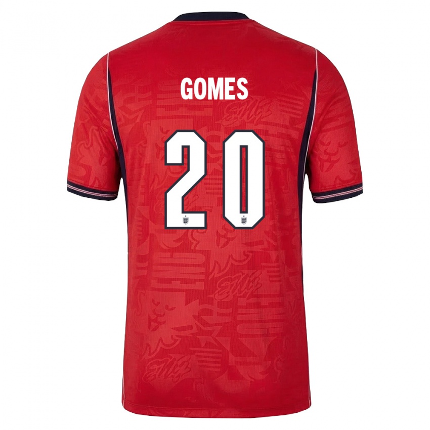 גברים אנגליה אנג'ל גומז #20 אדום כהה לבן הרחק ג'רזי 26-28 חולצה קצרה