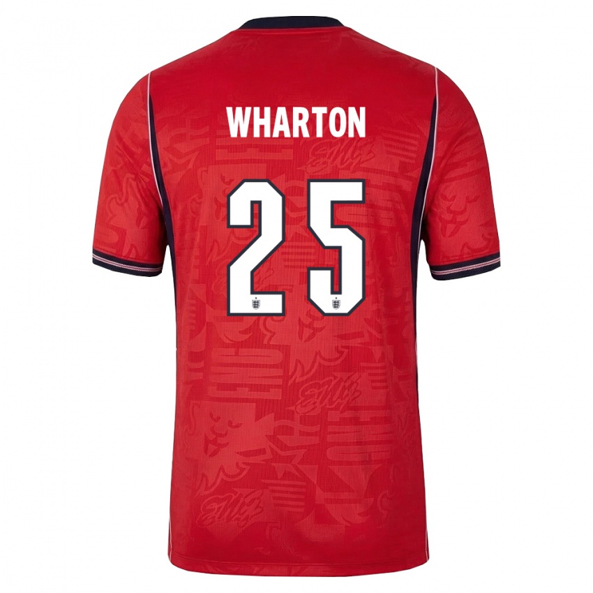 גברים אנגליה אדם וורטון #25 אדום כהה לבן הרחק ג'רזי 26-28 חולצה קצרה