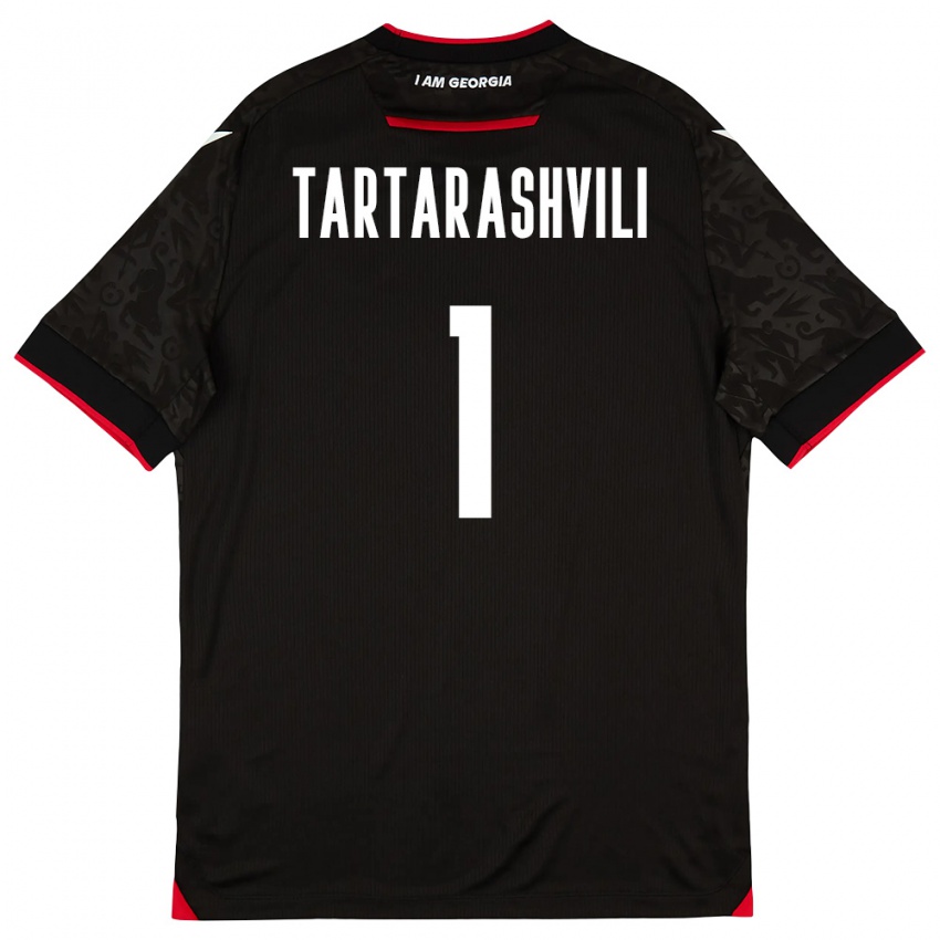 גברים גאורגיה Saba Tartarashvili #1 שחור לבן אדום הרחק ג'רזי 26-28 חולצה קצרה