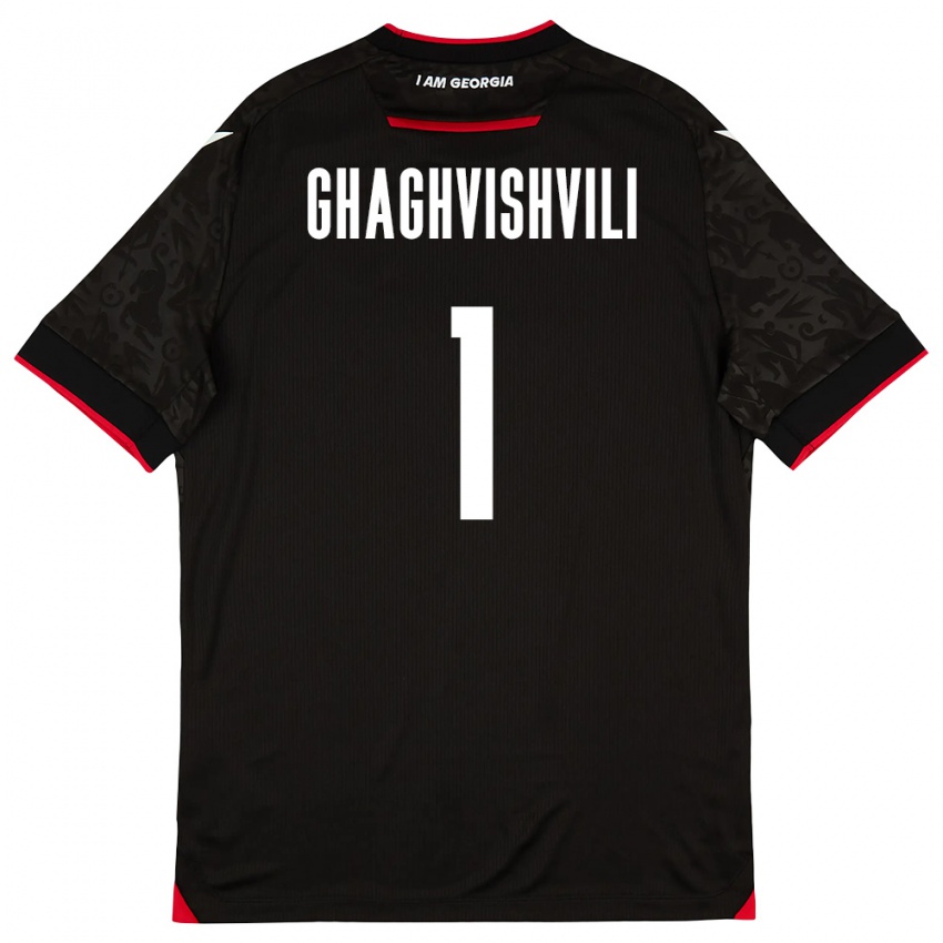 גברים גאורגיה Mate Ghaghvishvili #1 שחור לבן אדום הרחק ג'רזי 26-28 חולצה קצרה