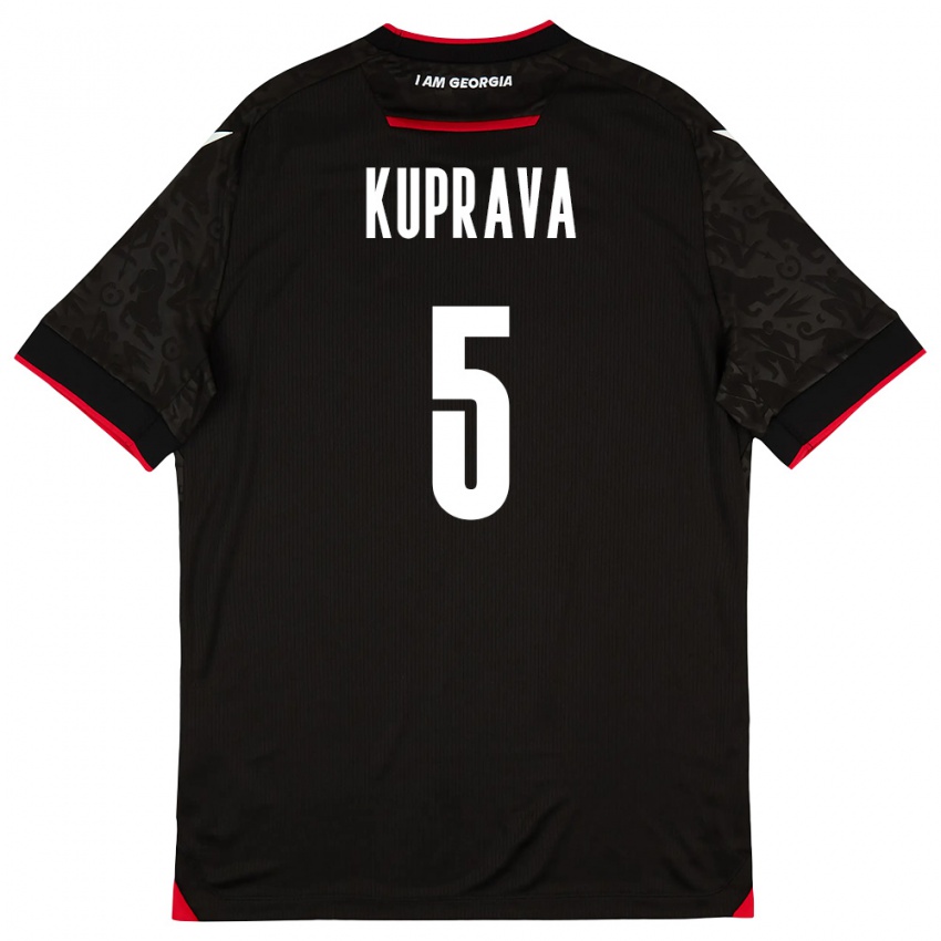 גברים גאורגיה Luka Kuprava #5 שחור לבן אדום הרחק ג'רזי 26-28 חולצה קצרה