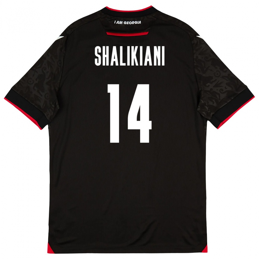 גברים גאורגיה Nikoloz Shalikiani #14 שחור לבן אדום הרחק ג'רזי 26-28 חולצה קצרה