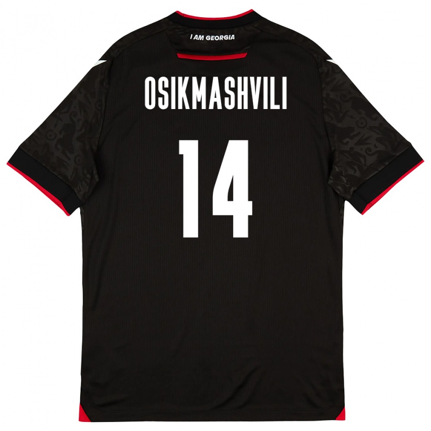 גברים גאורגיה Levan Osikmashvili #14 שחור לבן אדום הרחק ג'רזי 26-28 חולצה קצרה