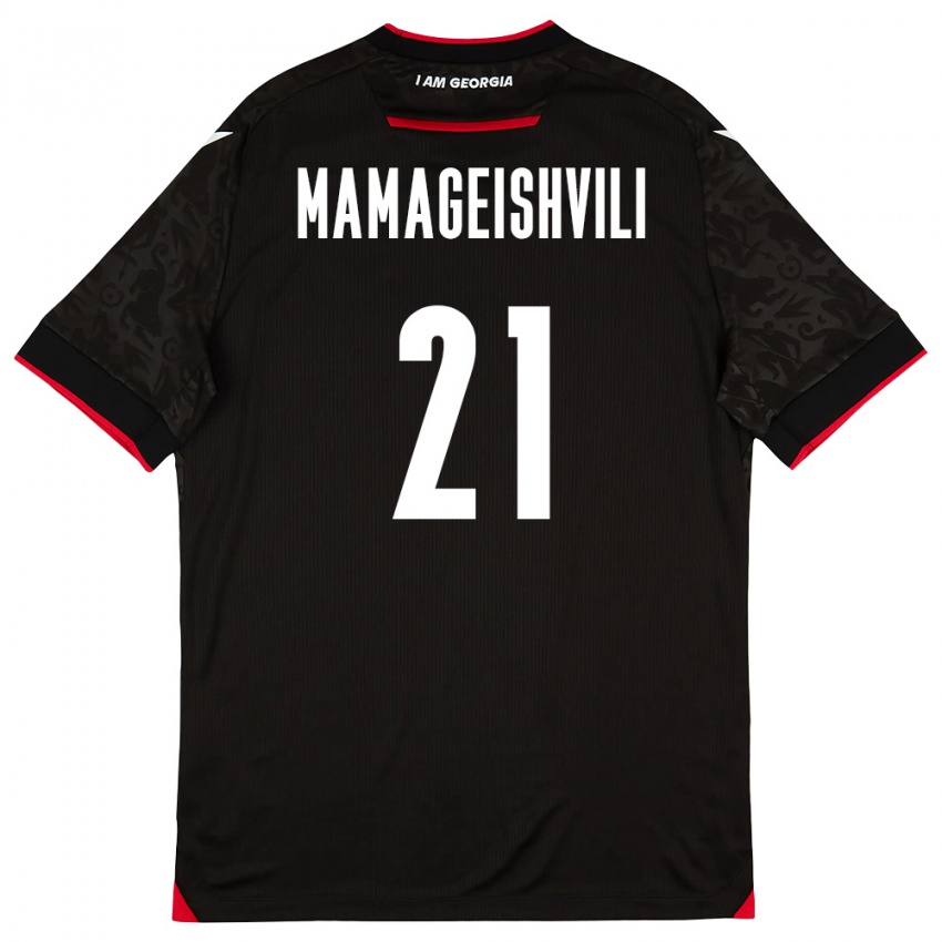 גברים גאורגיה Otar Mamageishvili #21 שחור לבן אדום הרחק ג'רזי 26-28 חולצה קצרה