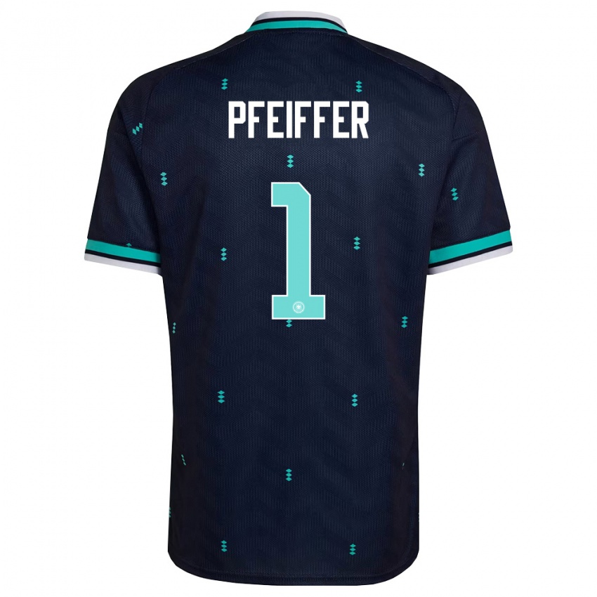 גברים גרמניה Tim Pfeiffer #1 כהה כחול שמיים לבן הרחק ג'רזי 26-28 חולצה קצרה