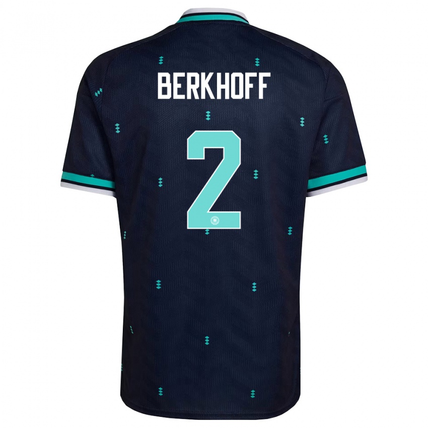 גברים גרמניה Jonas Berkhoff #2 כהה כחול שמיים לבן הרחק ג'רזי 26-28 חולצה קצרה