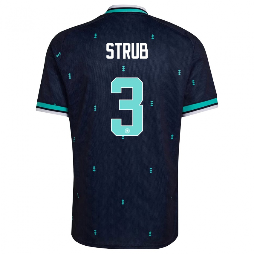 גברים גרמניה Jona Strub #3 כהה כחול שמיים לבן הרחק ג'רזי 26-28 חולצה קצרה