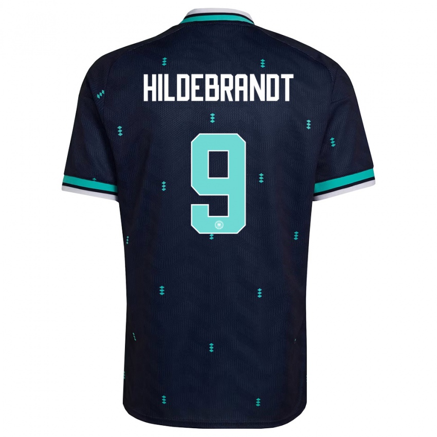 גברים גרמניה Niklas Hildebrandt #9 כהה כחול שמיים לבן הרחק ג'רזי 26-28 חולצה קצרה