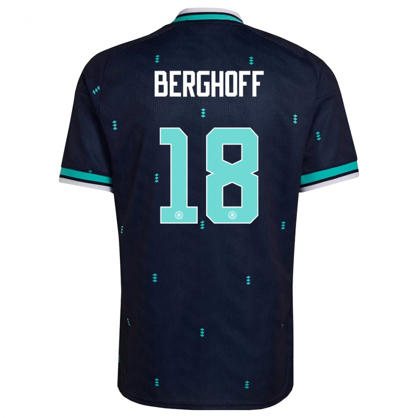 גברים גרמניה Jonah Berghoff #18 כהה כחול שמיים לבן הרחק ג'רזי 26-28 חולצה קצרה