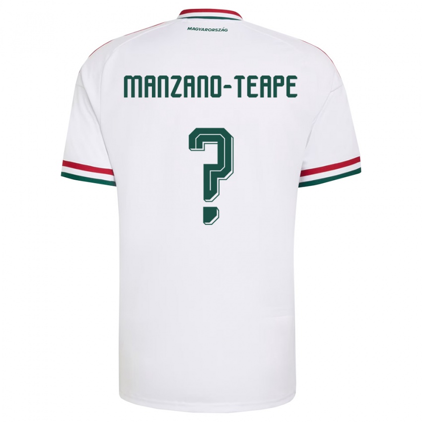 גברים הונגריה Dániel Manzano-Teape #0 לבן אדום ירוק הרחק ג'רזי 26-28 חולצה קצרה