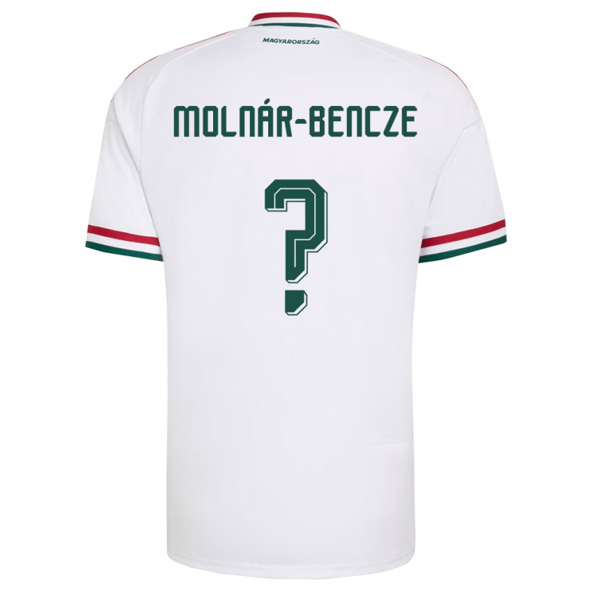 גברים הונגריה Zsombor Molnár-Bencze #0 לבן אדום ירוק הרחק ג'רזי 26-28 חולצה קצרה