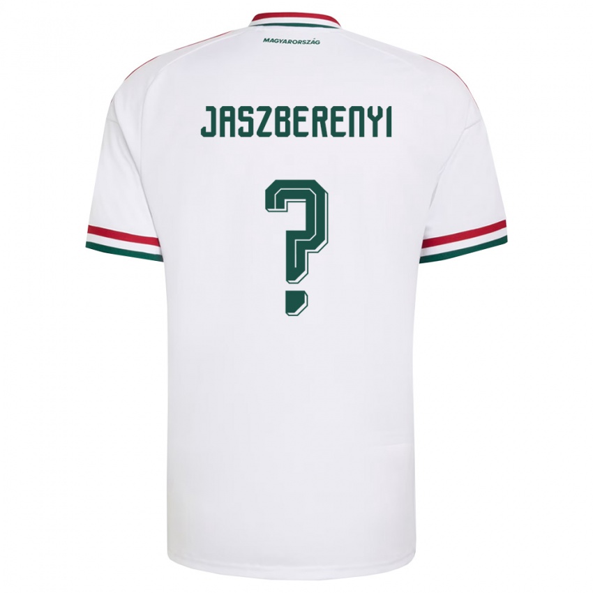 גברים הונגריה Péter Jászberényi #0 לבן אדום ירוק הרחק ג'רזי 26-28 חולצה קצרה
