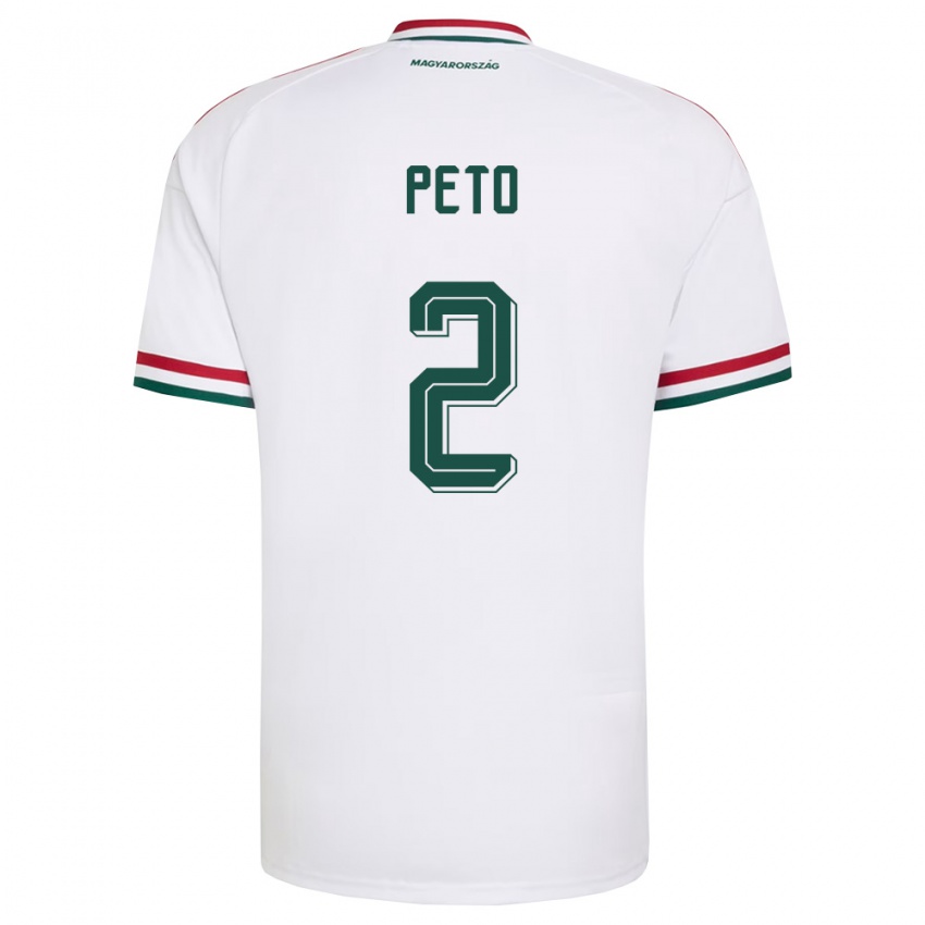 גברים הונגריה Botond Pető #2 לבן אדום ירוק הרחק ג'רזי 26-28 חולצה קצרה