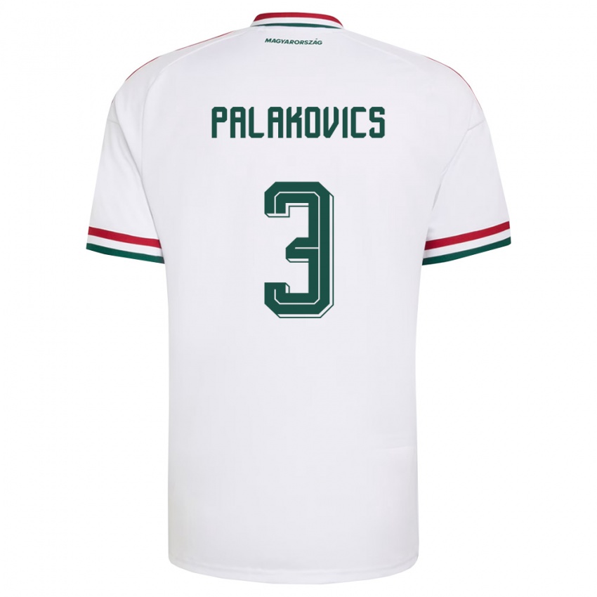 גברים הונגריה Laura Palakovics #3 לבן אדום ירוק הרחק ג'רזי 26-28 חולצה קצרה