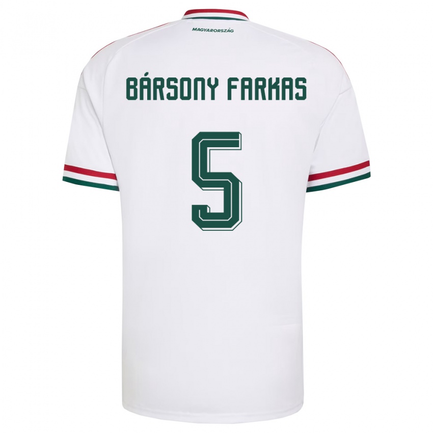 גברים הונגריה Dániel Bársony Farkas #5 לבן אדום ירוק הרחק ג'רזי 26-28 חולצה קצרה