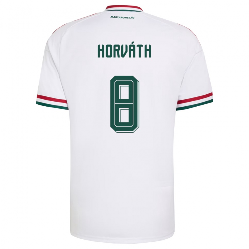 גברים הונגריה Áron Horváth #8 לבן אדום ירוק הרחק ג'רזי 26-28 חולצה קצרה