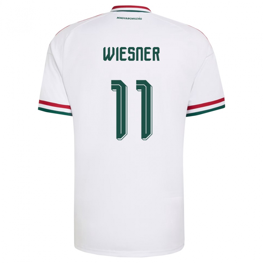 גברים הונגריה Balázs Wiesner #11 לבן אדום ירוק הרחק ג'רזי 26-28 חולצה קצרה