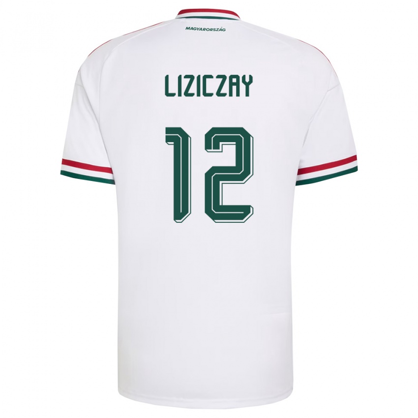גברים הונגריה Zsombor Liziczay #12 לבן אדום ירוק הרחק ג'רזי 26-28 חולצה קצרה