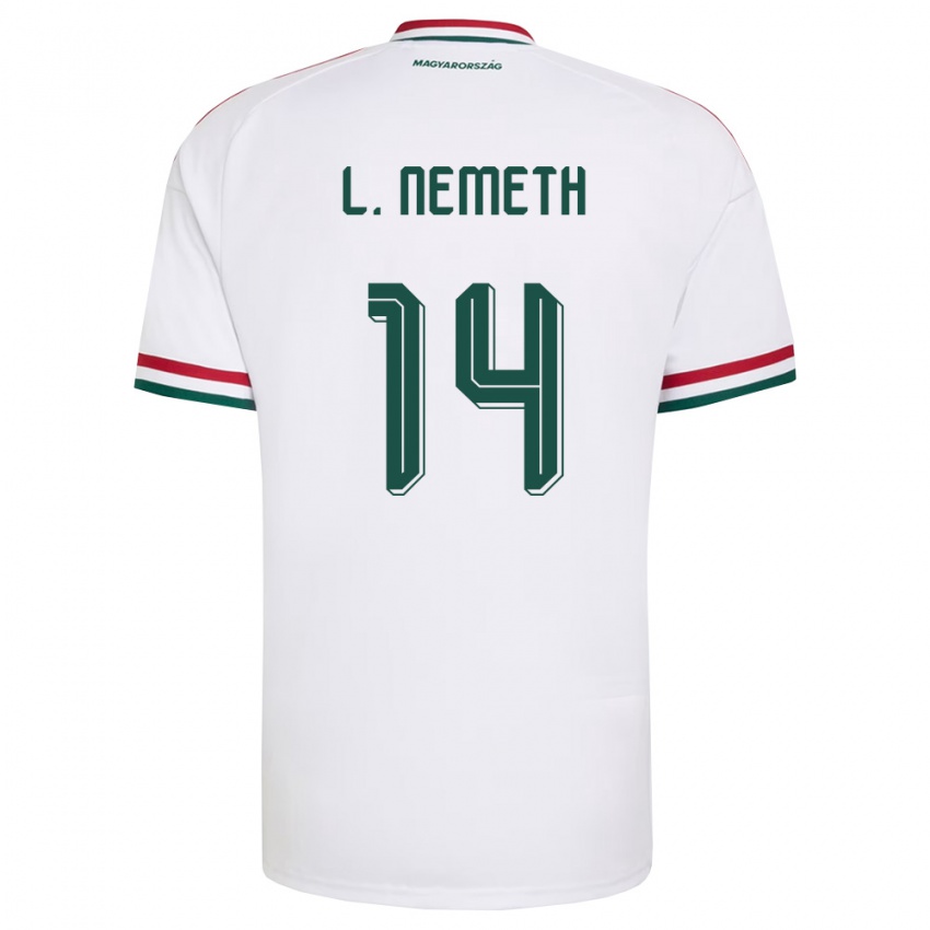 גברים הונגריה Loretta Németh #14 לבן אדום ירוק הרחק ג'רזי 26-28 חולצה קצרה