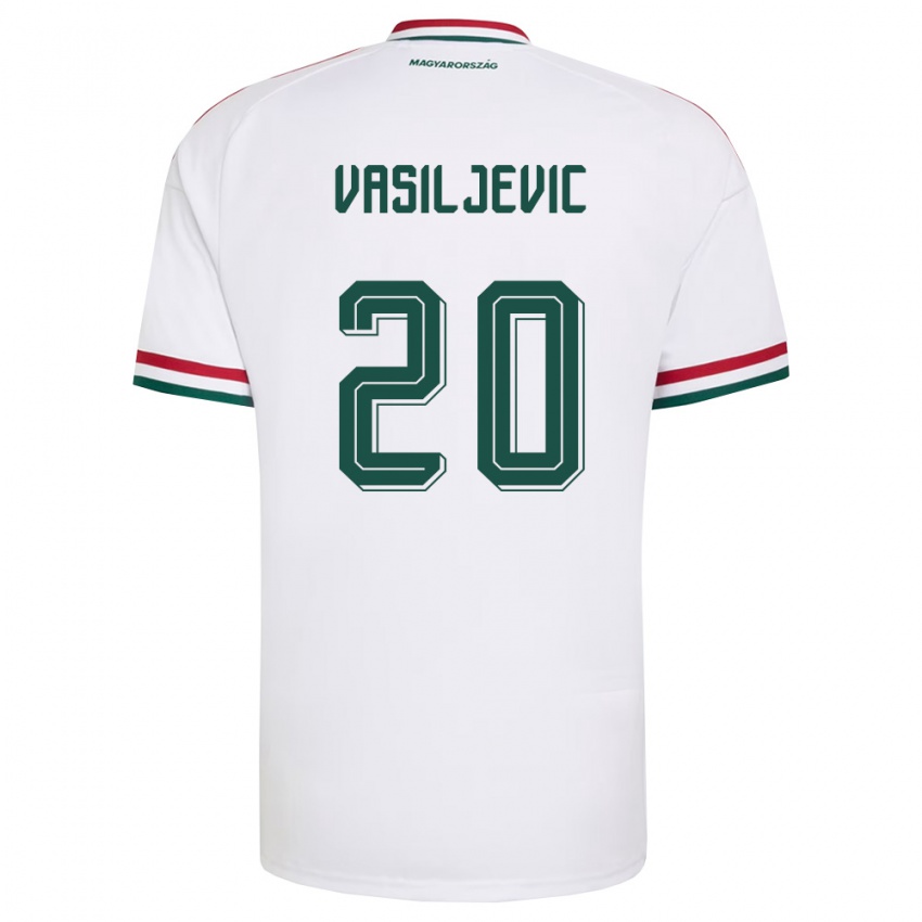 גברים הונגריה Andrej Vasiljevic #20 לבן אדום ירוק הרחק ג'רזי 26-28 חולצה קצרה