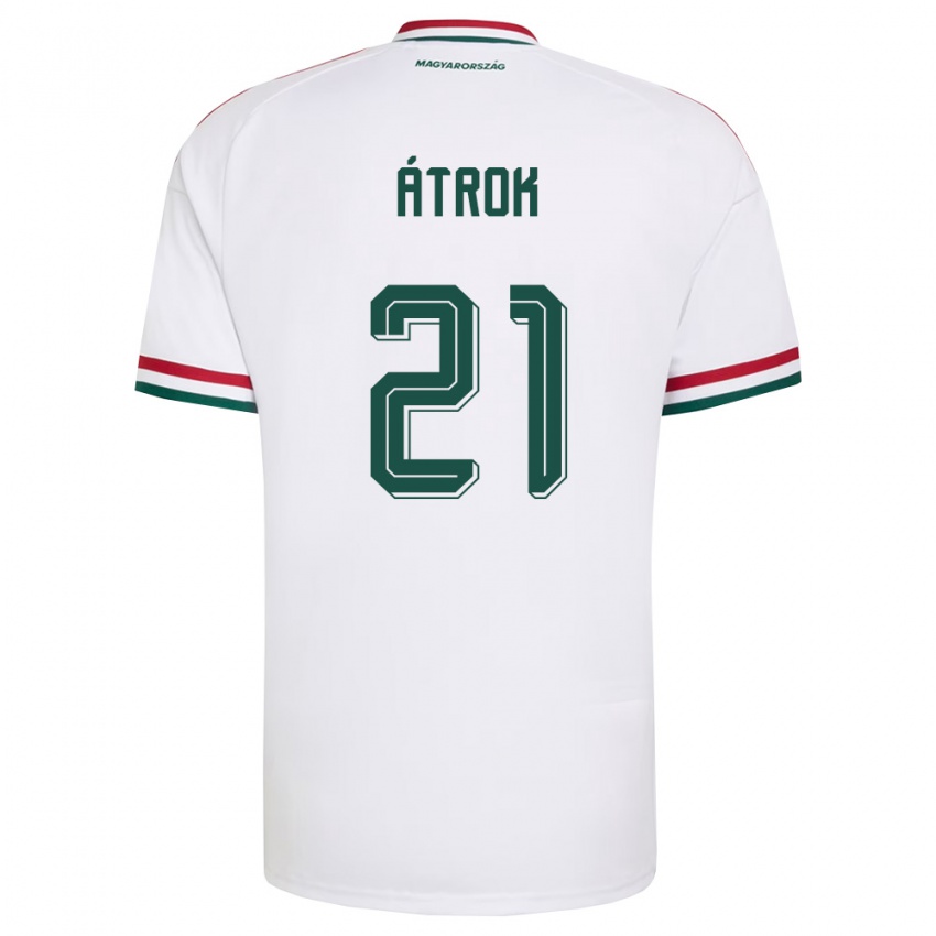 גברים הונגריה István Átrok #21 לבן אדום ירוק הרחק ג'רזי 26-28 חולצה קצרה